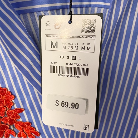 Zara Striped Floral Tunic Dress - Picture 4 of 6